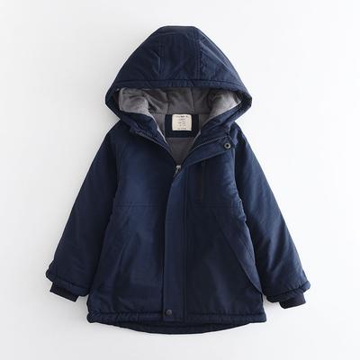 Boys Winter Padded Thickened Hooded Warm Cotton Jacket Middle and Large Children Solid Color Long-sleeved Casual Jacket