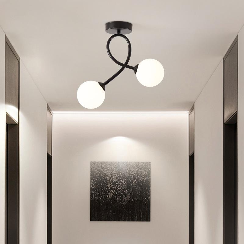 Modern Glass Ceiling Light Minimalist Black Gold Ceiling Lamp Indoor Lighting Hallway Aisle Balcony Entryway Cloakroom Fixtures