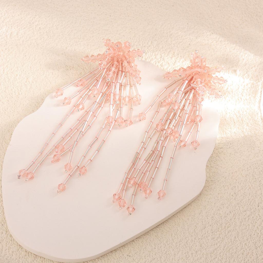 Vintage Style Crystal Tassel Drop Earrings With Geometric Alloy Design For Womens Evening Wear