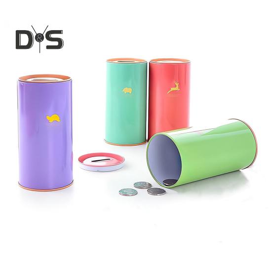 Hucha de Metal de Gran Capacidad con Diseño de Patrón Animal para Niños, Hucha Cilíndrica, Herramienta de Gestión Financiera