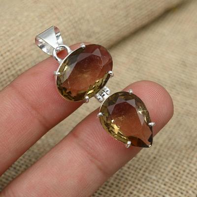 Rauchtopas Edelstein 925 Sterling Silber Handgefertigter Anhänger Schmuck Damen Geschenk