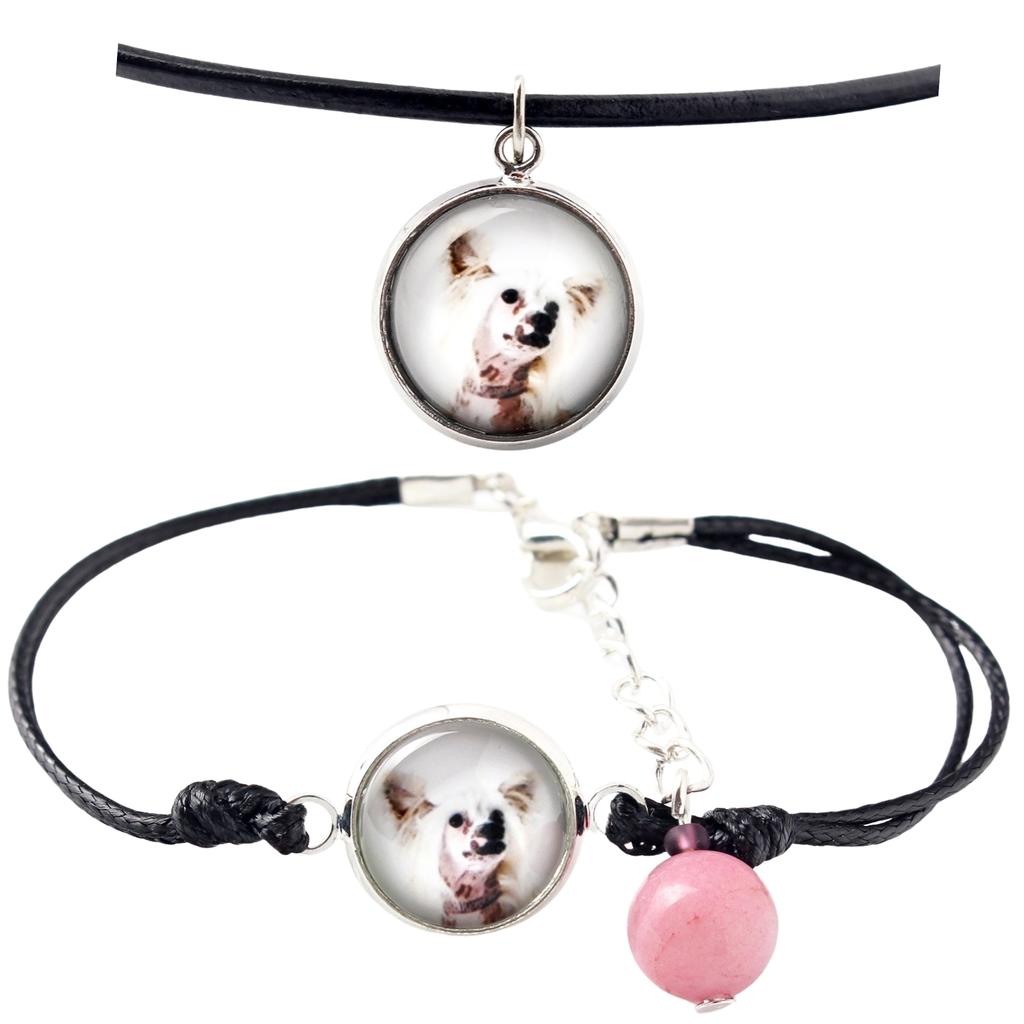Chinese Crested Dog, Puff – A set of jewelry with your photo, handmade set | Art-Dog