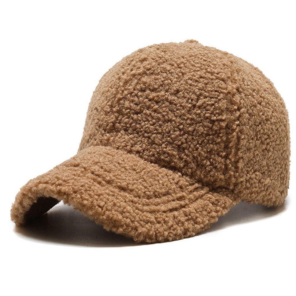 Warm Outdoor Dad Hat Artificial Lamb Wool Autumn Winter Hat Plush Baseball Cap  for Women & Men