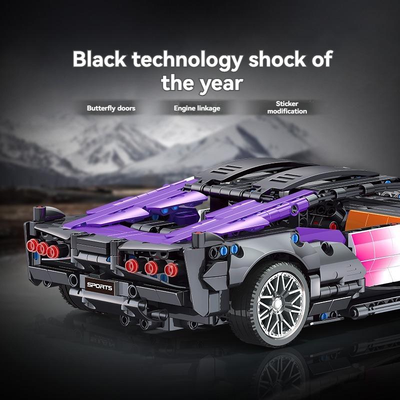 Non-Toxic New Technical 1:14 Building Blocks Car Speeding Moc Vehicle Racing Bricks Toys For Kids Birthday Halloween Christmas Gifts