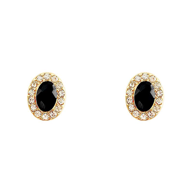 S925 Silver Needle Black Zircon Geometric Earrings - Light Luxury, Versatile Style for Women