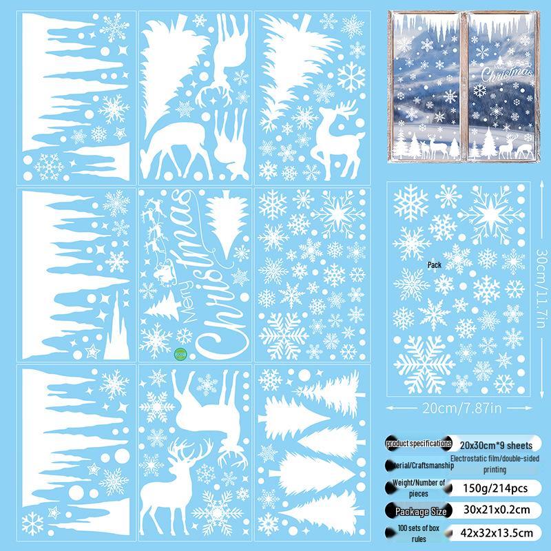 3D Santa Claus & Reindeer Static Clings for Windows - Self-Adhesive Christmas Decorations
