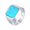 Vnox Anello Sigillo in Pietra Naturale da Uomo, Fascia Dita Quadrata Geometrica con Sigillo Superiore, Anello Maschile in Acciaio Inossidabile, Anillos De Hombre