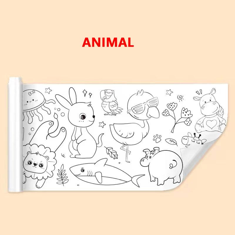 

Kids Drawing Roll Diy Sticky Color Filling Paper Coloring Paper Roll For Kids Diy Painting Drawing Early Educational Toys
