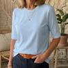 Women Comfort Versatile T-Shirt, Casual Round Neck Shoulder Short Sleeve Top for Inner & Outer Wear
