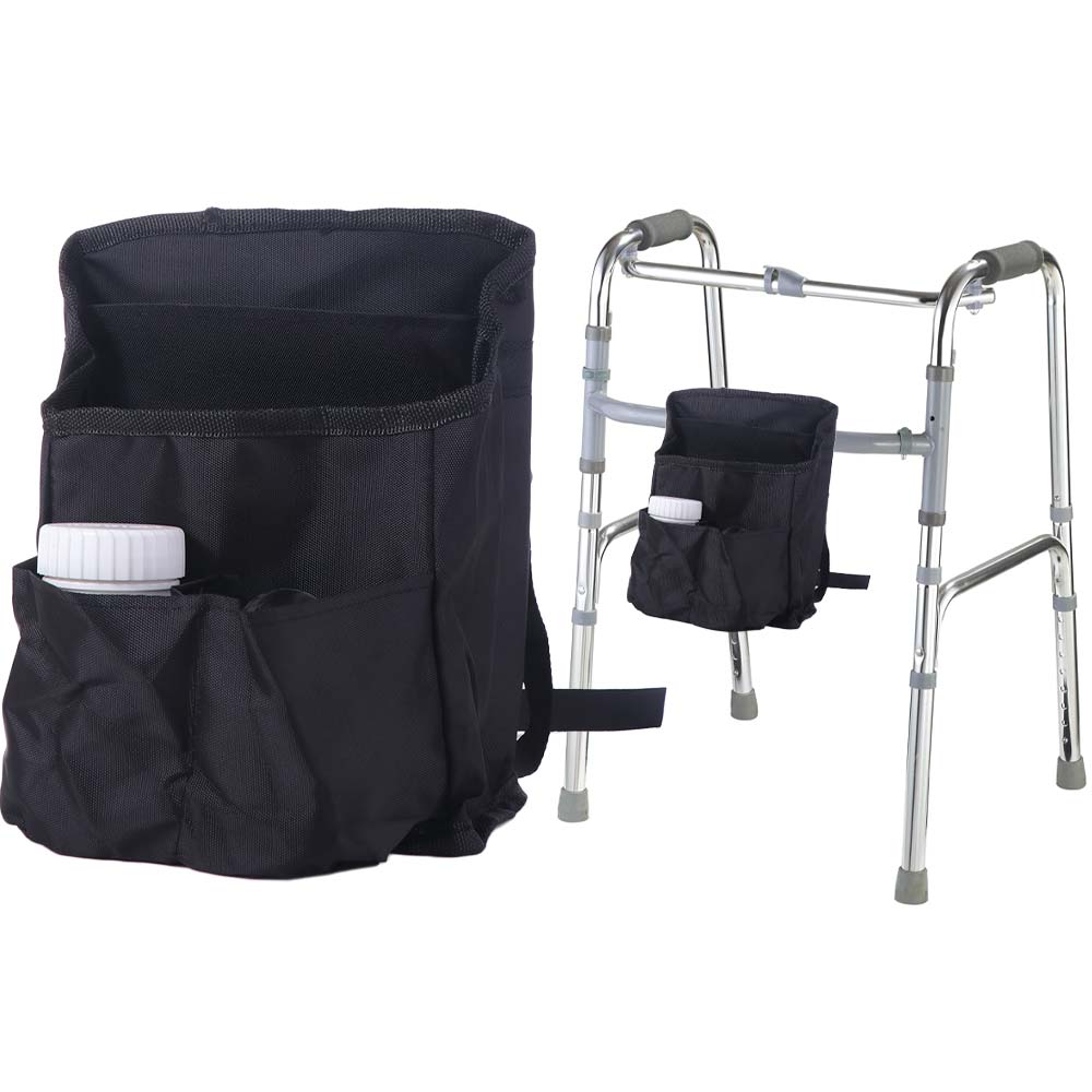 Save Space Walker Bag Folding Compact Mobility Organizer Rollator Side Storage Bag Elderly