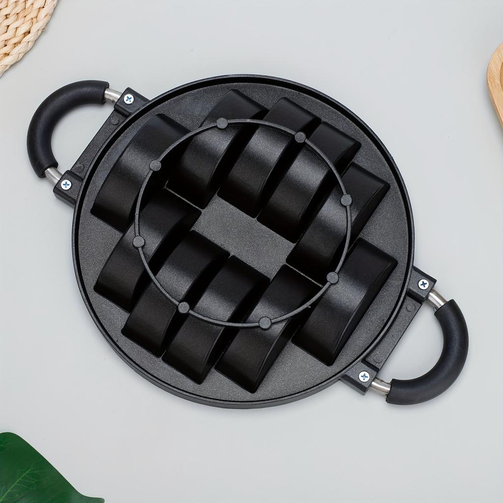 1pc Black Aluminum 10 Cavity Square Cake Mold with Handles , Non Stick, Gas Stove Compatible Baking Pan for Perfect Mini Cakes