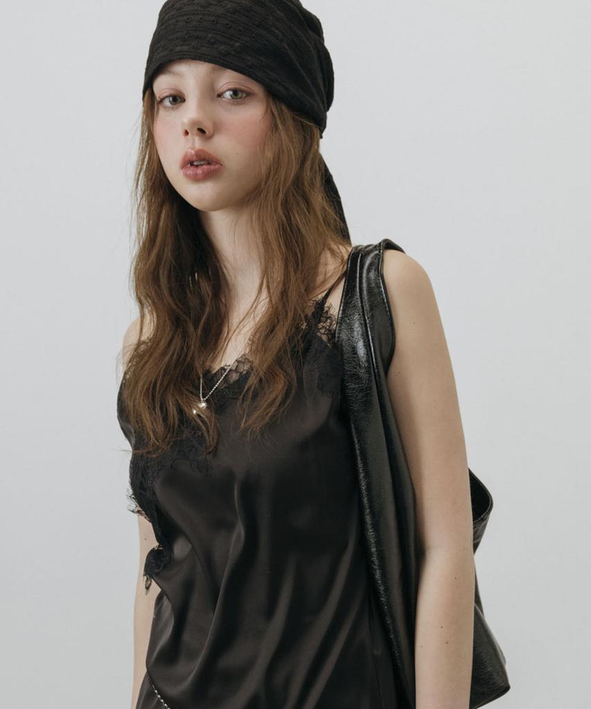 Nyuyogwogseu Punched Lace Bandana Scarf Hat_Black