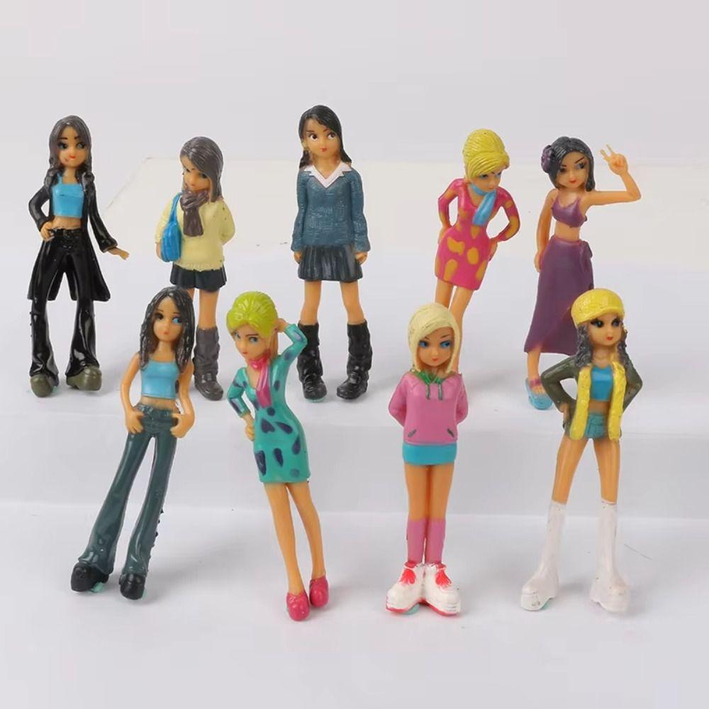 

Cartoon Cute Girl Scene Model PVC Material Girl Action Figure Room Decoration 10Pcs