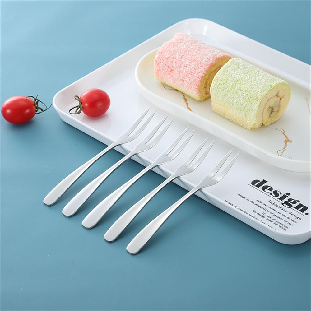 Fourchette à fruits Acier inoxydable Fourchette à deux dents Fourchette à gâteau Petite fourchette occidentale Accessoires de cuisine ménagers multifonctionnels