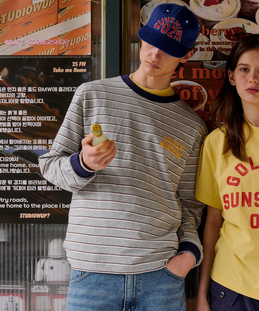 GOLDEN SUNSHINE American Long Sleeve Tee_Melange