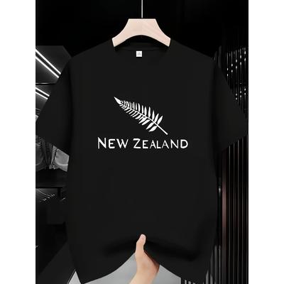 European Sizes Men'S Short-Sleeve Round-Neck Stylish Sports T-Shirt Featuring a Leaf Pattern, Comfortable And Versatile