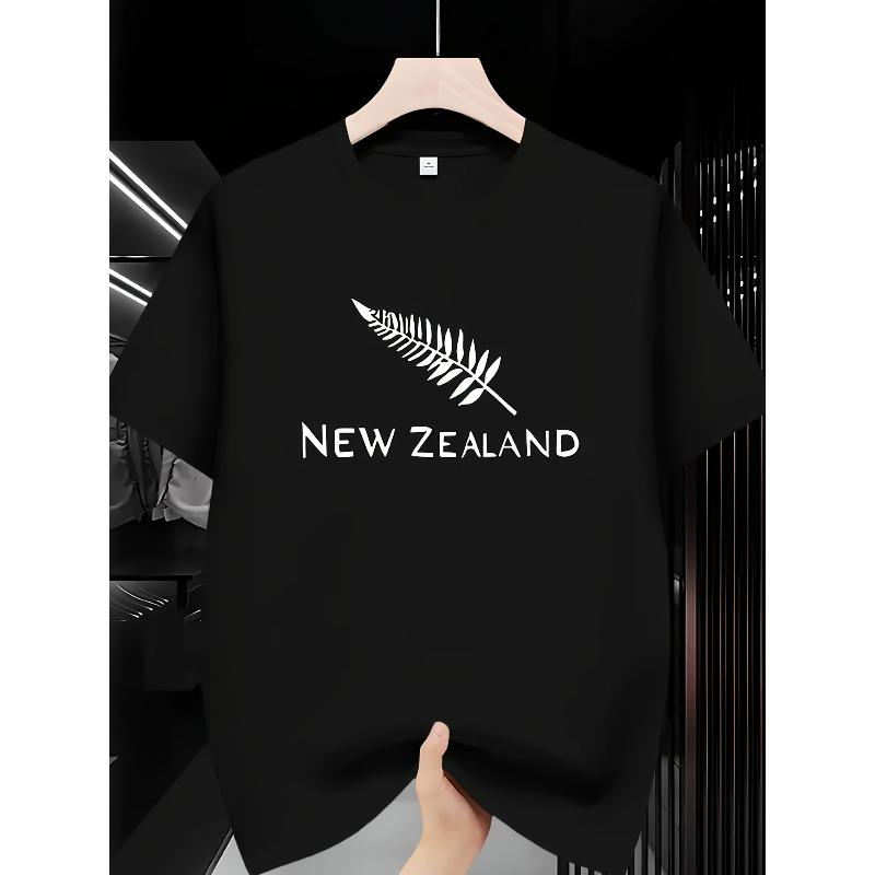 

Европейские размеры Мужская стильная спортивная футболка с коротким рукавом и круглым вырезом с узором в виде листьев, удобная и универсальная S чёрный