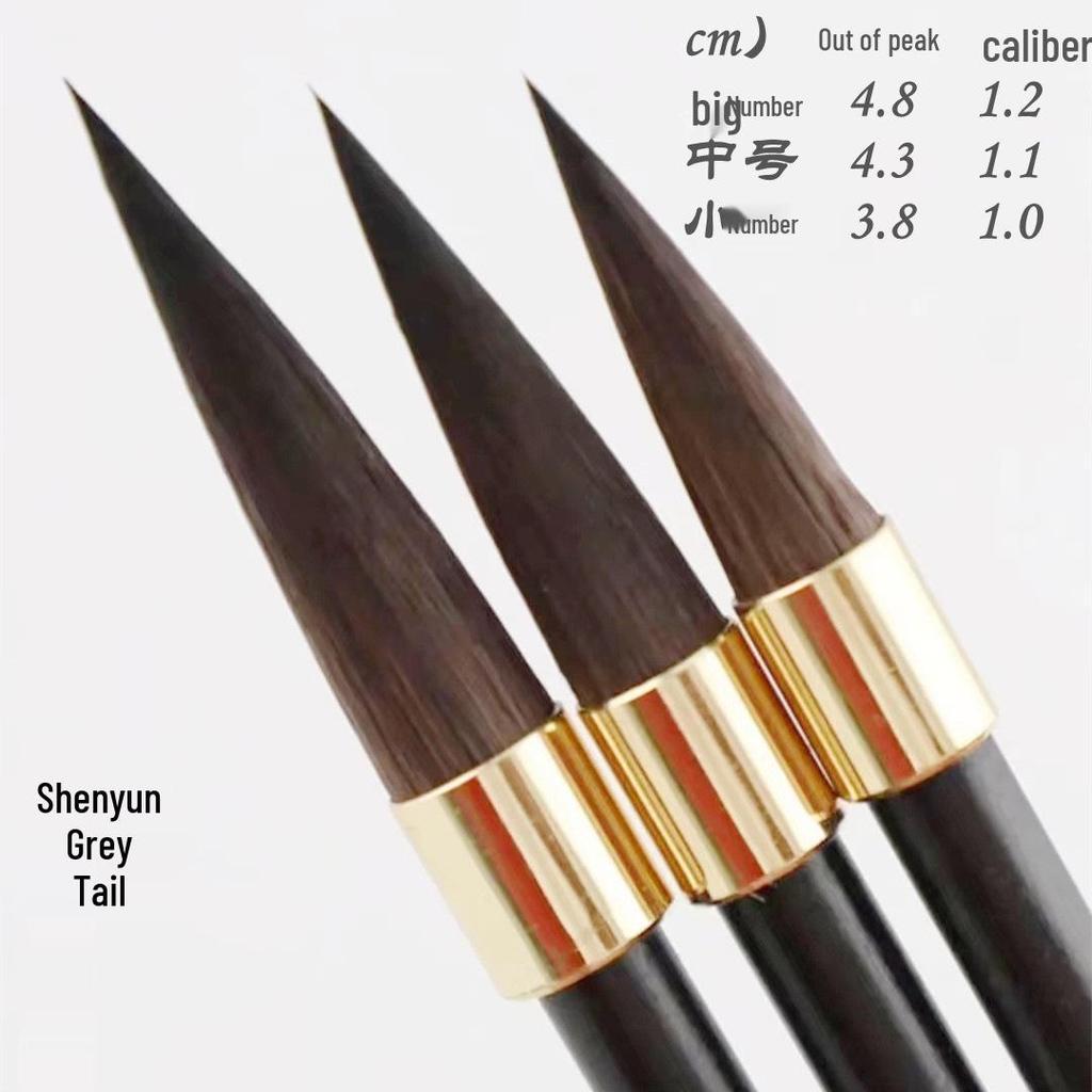 Grey Tail Divine Charm: Professional Brush Set - Mixed Wolf, Sheep & Pure Wolf Hair for Regular Script Practice