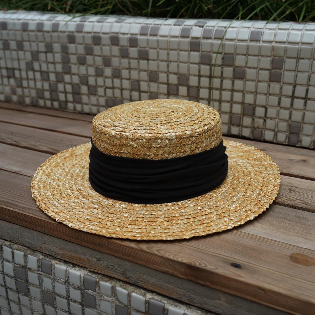 

Quanzhilong Wheat Straw Wheat Ear Retro Versatile Men S And Women S Summer Shade Sunscreen Wide Brim Flat Top Top Hat Holiday Beach Straw Hat M（56-58cm）