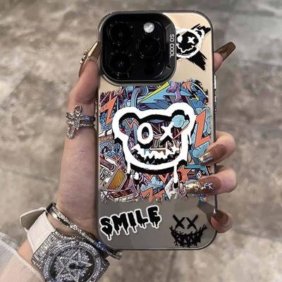 Oso Violento Adecuado para Carcasa de Teléfono Apple 15 Pro iPhone 16/14 Sensación de Alta Gama 12 Colores Plata XR