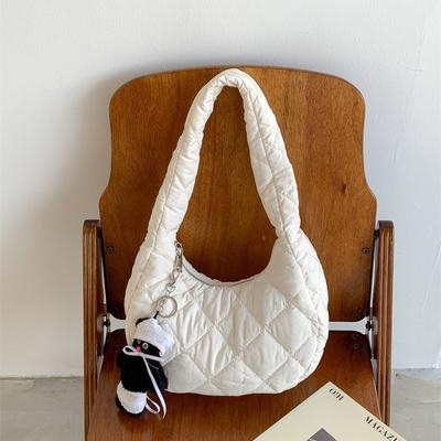 Nylon Diamond Cotton Bag, Autumn and Winter New Fashion Shoulder Bag Women's High-end Sense Retro Armpit Bag Women