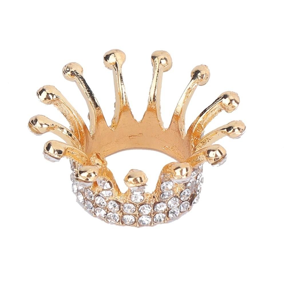 Gilt Painted Crown Design Nail Art Brush Holder Alloy Rhinestone Manicure Tool Rack Home Use