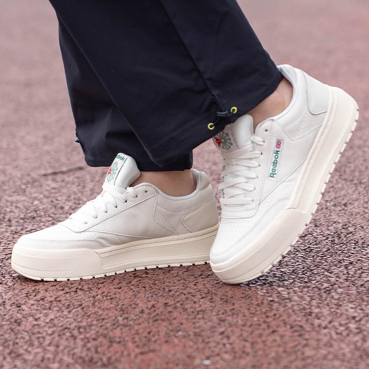Reebok Club C Megacourt Comfortable Versatile Thick Sole Sneakers Unisex Sneakers White 100221376