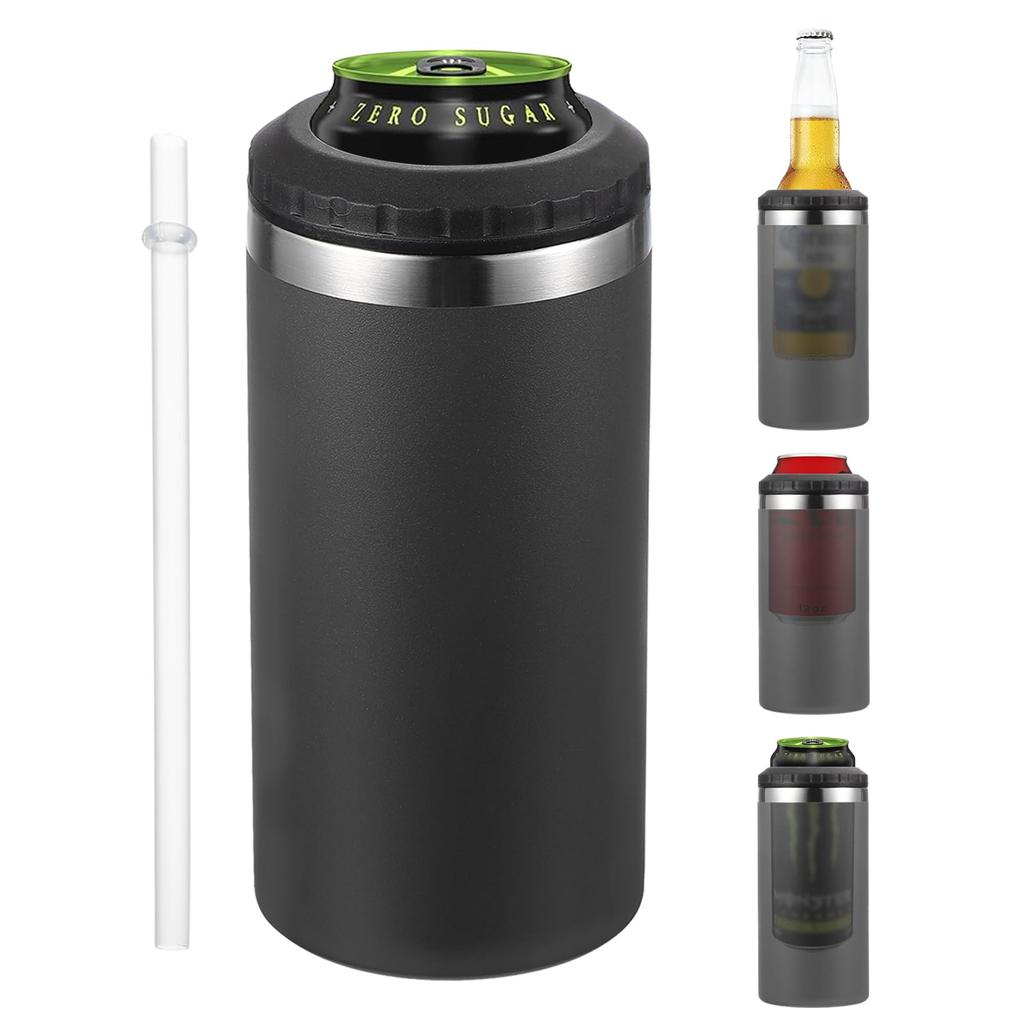 PATIKIL Slim Can 16oz Skinny Can Insulated Beer Sleeve Beverage Holder for Regular Cans and Black Cooler, Beer, Soda, Coffee, Bottles,