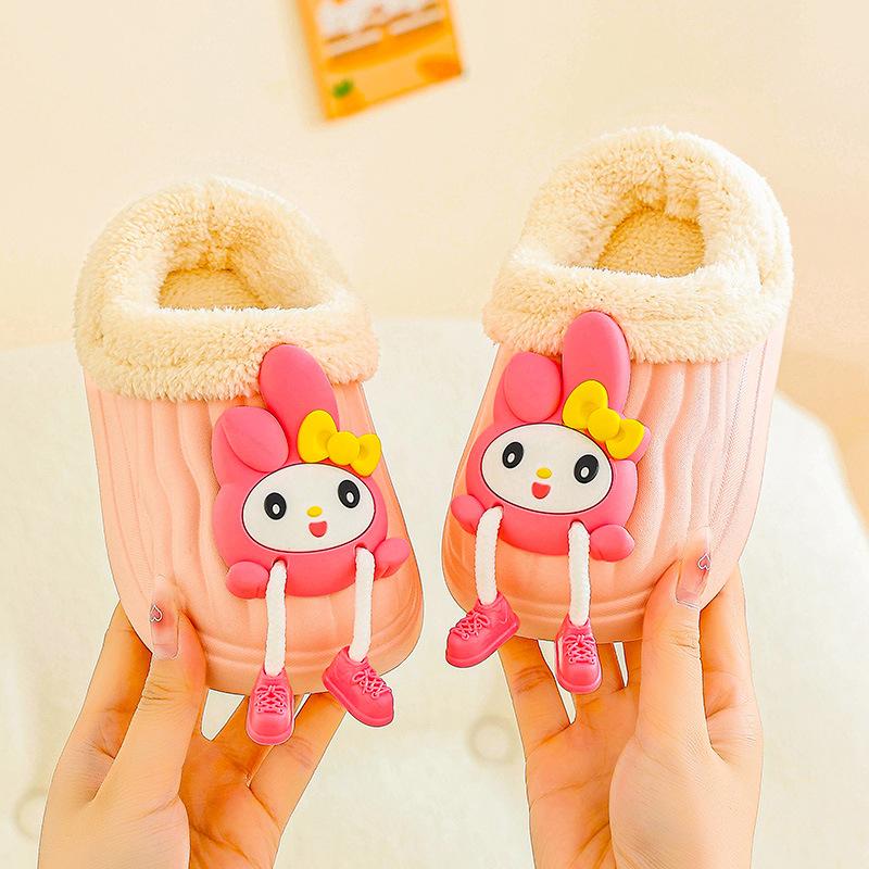 

Children s cotton slippers, new winter model, indoor thick-soled plush slippers for toddlers and young children 22-23Inner Length15cm розовый