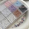 12 Grids Mixed Pearl Nail Art Decorations Flat Bottom Nail Charms 3D Diy Nail Art  Manicure Accessory