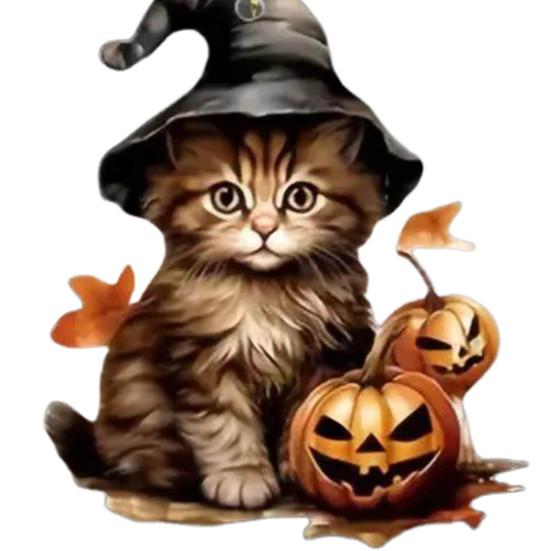 Yousheng Halloween Witch Cat Pendant Hanging Ornament with Lanyard Easy To Install Car Rear Mirror Hanging Ornament Party Decor