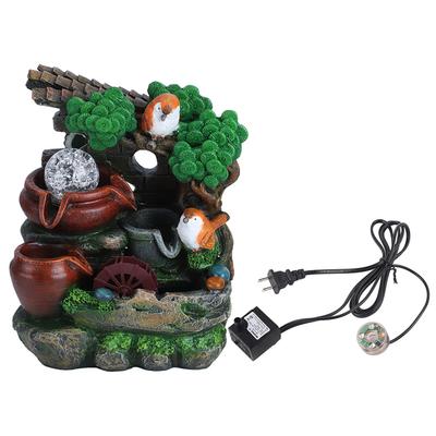 Distinctive Home Desktop Fountain Ornament Simulate Rockery Table Decoration with LightUS Plug 110V