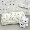 Pencil Case Green Kitten Print Large Capacity Stationery Organizer Smooth Zipper Closure