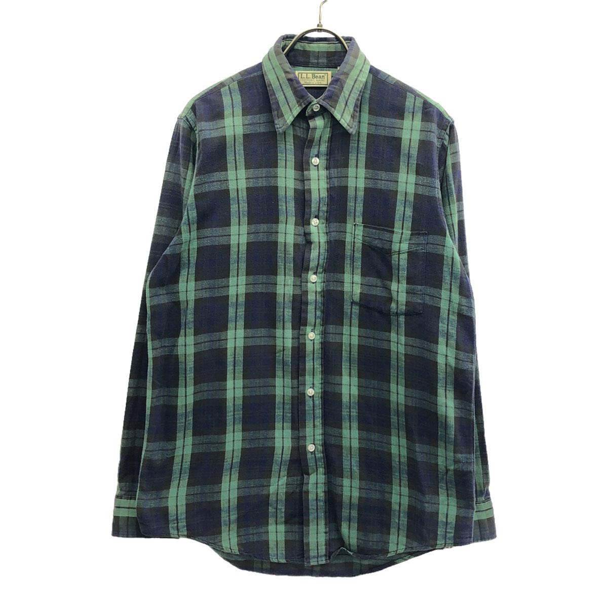 

L.L.Bean 80s Made in USA Vintage Check Pattern Long sleeve Cotton shirt Men s Used