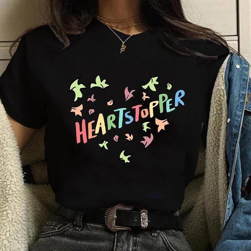 Nueva Moda Caliente Heartstopper Regimiento Camiseta Estampada Moda Casual para Mujer Camiseta Personalizada Heartstopper Cuello Redondo Camisa