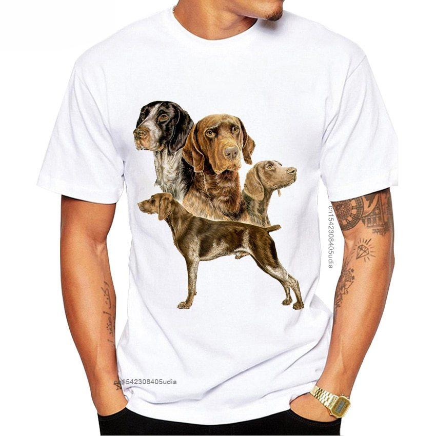 

New Summer Fashion Men Short Sleeve Funny German ShortHaired Pointer Collage Design TShirt Dog Print Boy Casual Tops Man Tees S