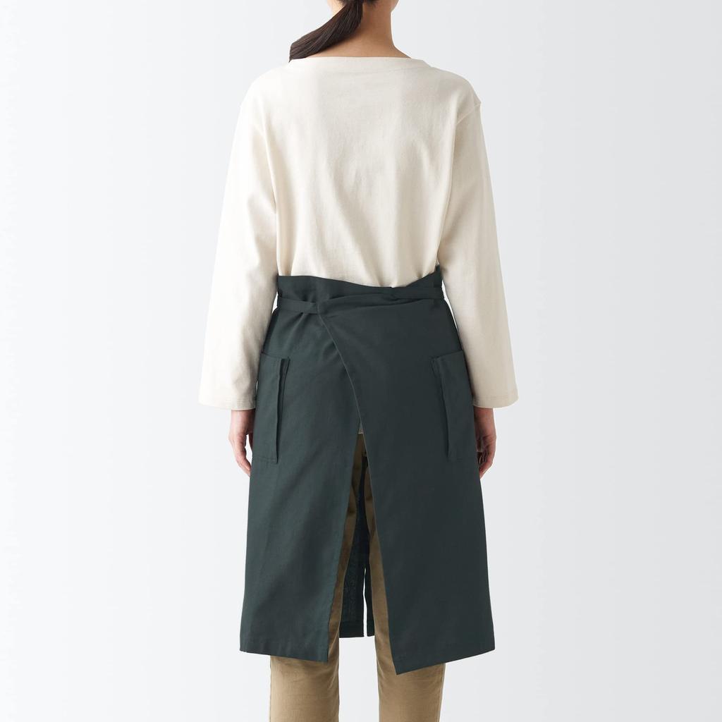 MUJI Cotton Plain Weave Garcon Dark One Size Fits 12835813 Apron, Gray, All,