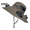 Solar Cooling Hat Sun with Detachable Fan Design, 4 Fans UPF 50+ Bucket Hat, Outdoor Adjustable Fit Built-in Panels And Type-C Charging Hiking Cap