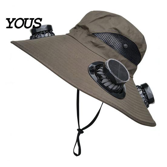 Solar Cooling Hat Sun with Detachable Fan Design, 4 Fans UPF 50+ Bucket Hat, Outdoor Adjustable Fit Built-in Panels And Type-C Charging Hiking Cap