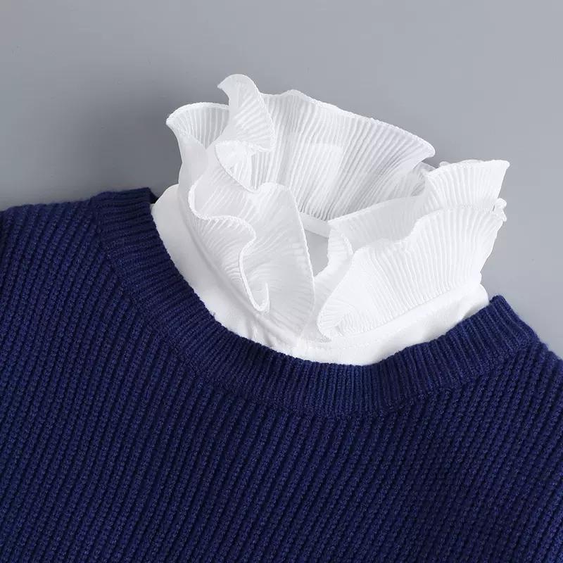 New Fake Collar Shirt Women White Lapel Ruffles Stand False Collar Woman Girls Detachable Collar Lace Removable Half Shirt
