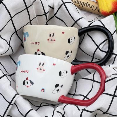 Hand Pinch Big Ear Mug Cartoon Puppy Ceramic Cup Creative Coffee Cup Color Box Couple Cup Gift