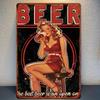 Vintage Beer Metal Tin Sign Iron Wall Art Plaque Retro Bar Decor with Open Beer Graphic for Home Club Cafe