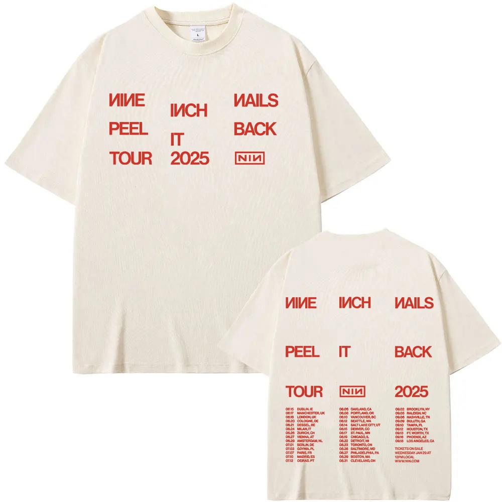 Nine Inch Nails Peel It Back Tour 2025 Tshirts Men Women New T-shirts Summer High Street Tees High Quality Cotton Soft Clothing