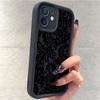 Black Lace Floral Grooved Phone Case for iPhone 14-17 Pro Max