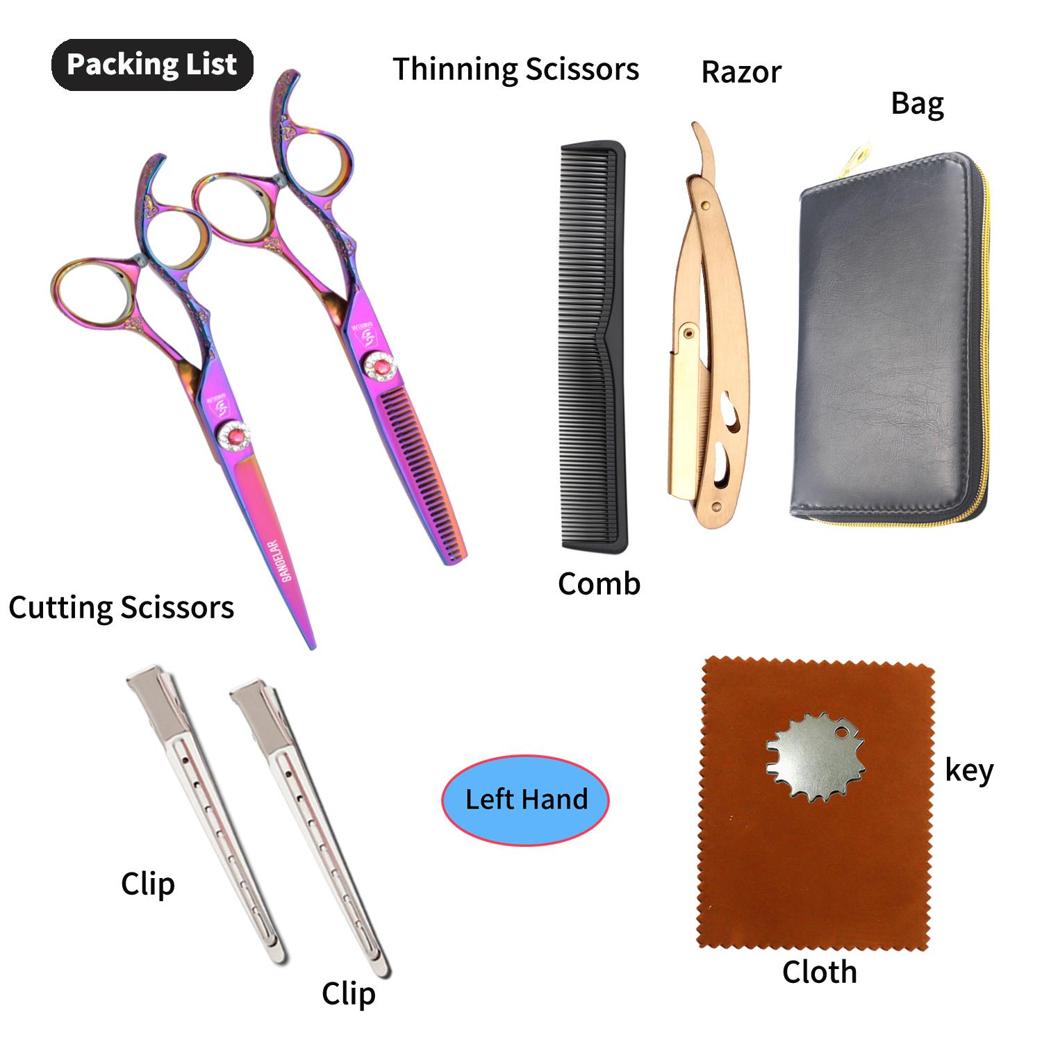 

Sangelar левая рука 6 дюймов черный с золотом набор ножниц для волос профессиональные парикмахерские инструменты ножницы для стрижки бахромы с ножом для бритья 6 Kits разноцветный