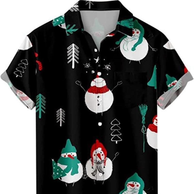 

Рождественская коллекция мужская повседневная 3D цифровая печать весна/лето короткая рубашка топ XXXL