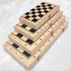 Folding Wooden Chess Backgammon Set with Storage Case Round Pieces