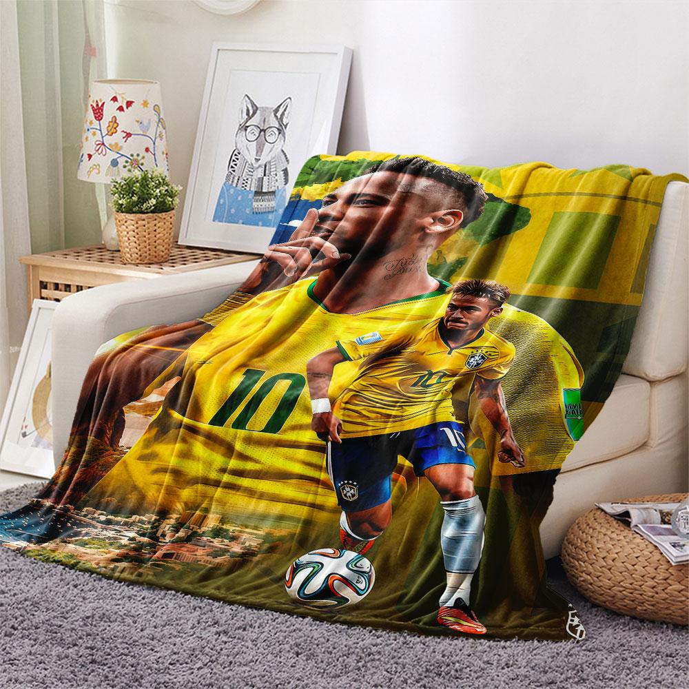 1PC Neymar Patterned Flannel Blanket Suitable For All Seasons for Home Decor Warmth and Comfort Gifts Holiday Present