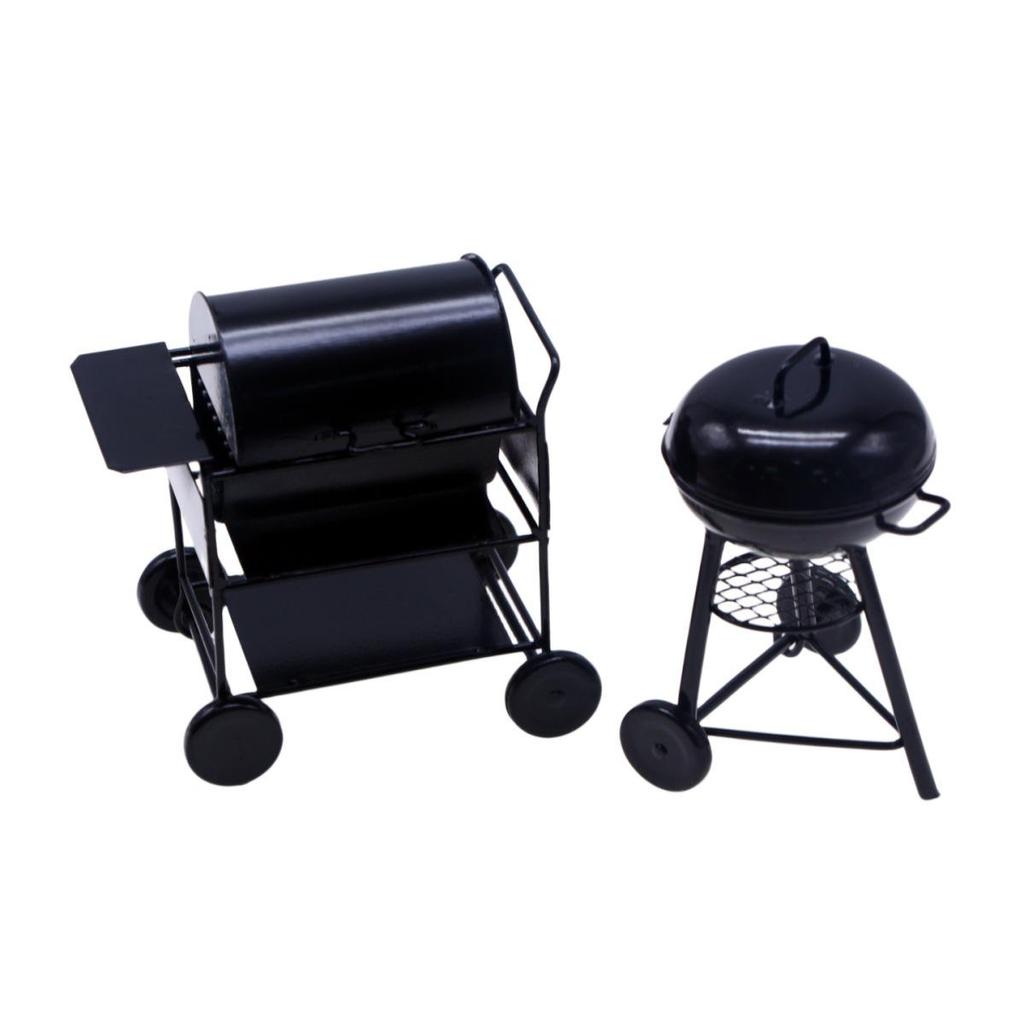 Miniature Black Iron BBQ Grill Dollhouse Ornament
