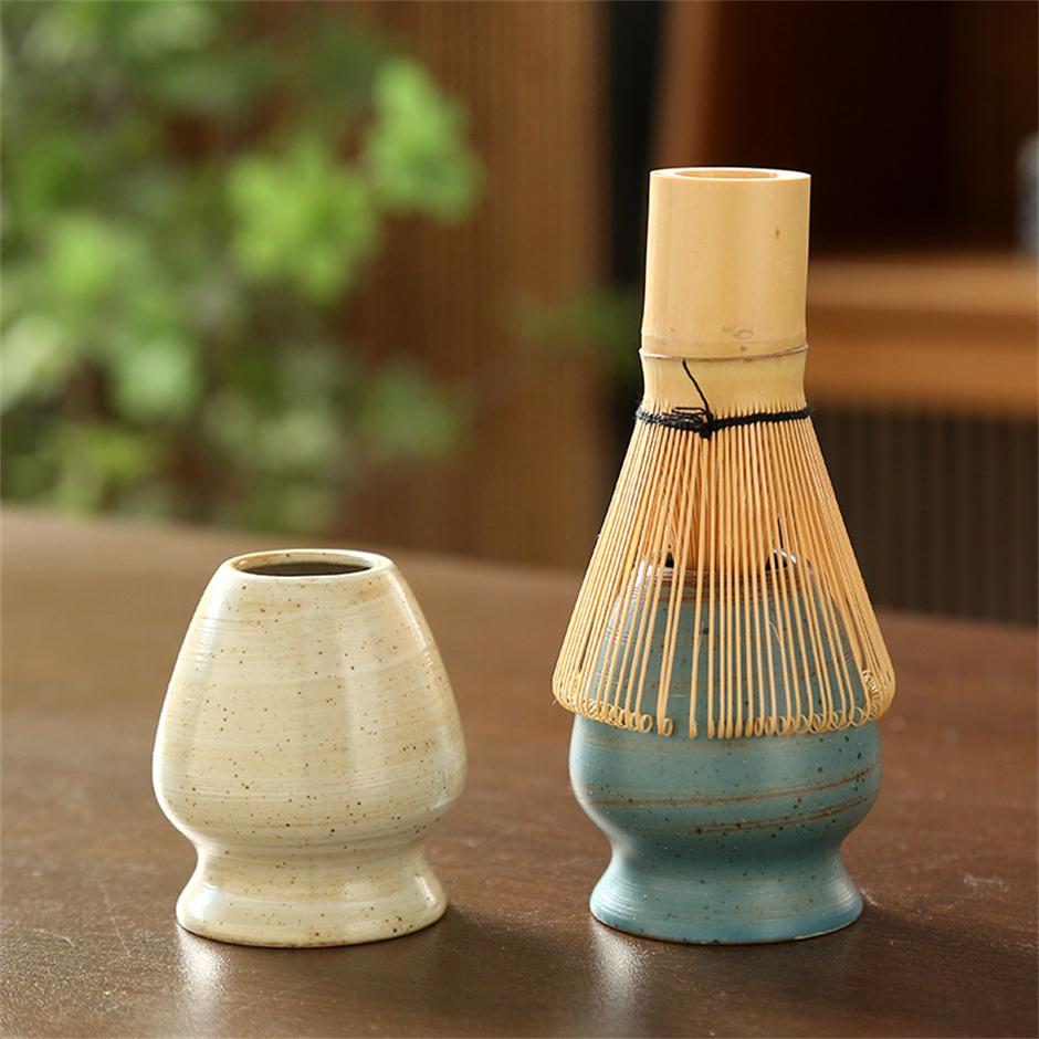 Japanese Ceramic Matcha Green Tea Chasen Holder Tea Set Accessories Stand Bowl Bamboo Whisk Grinder Brushes Tea Tools Holder